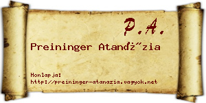 Preininger Atanázia névjegykártya